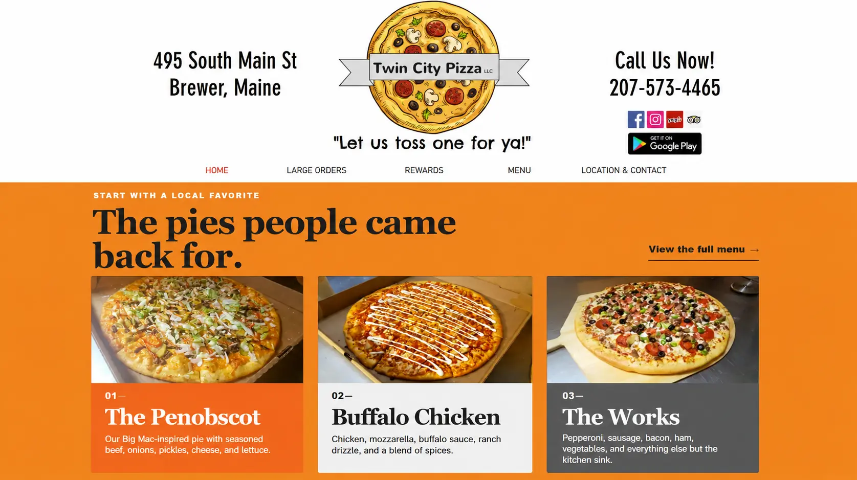 Twin City Pizza completed homepage